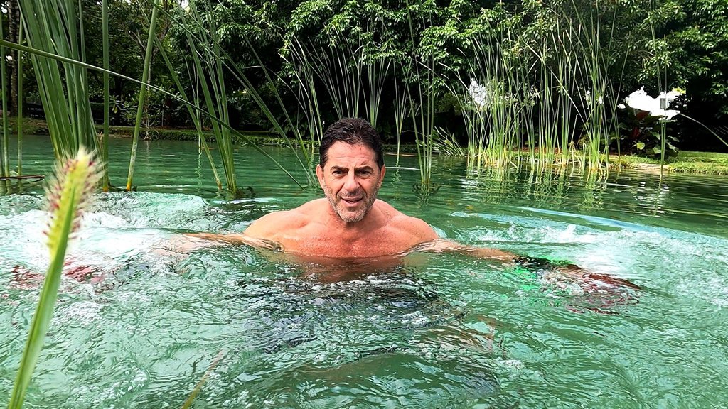 Stu Davidson demonstrating aquatic training after ACDF surgery